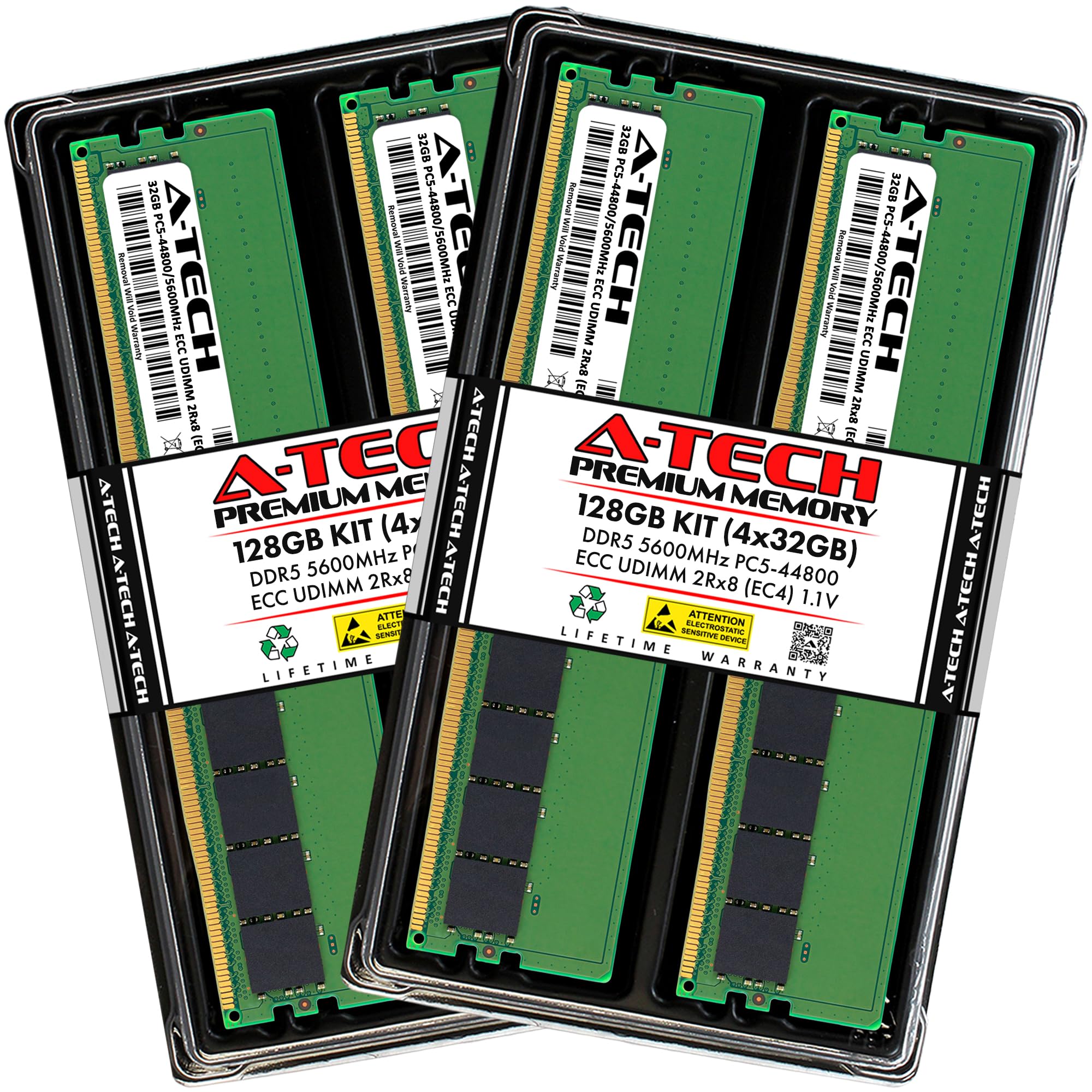 A-Tech 128GB Kit (4x32GB) DDR5 5600MHz PC5-44800 ECC UDIMM 2Rx8